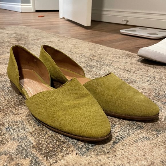 Madewell Green Snakeskin Print Leather Flats - Picture 2 of 5